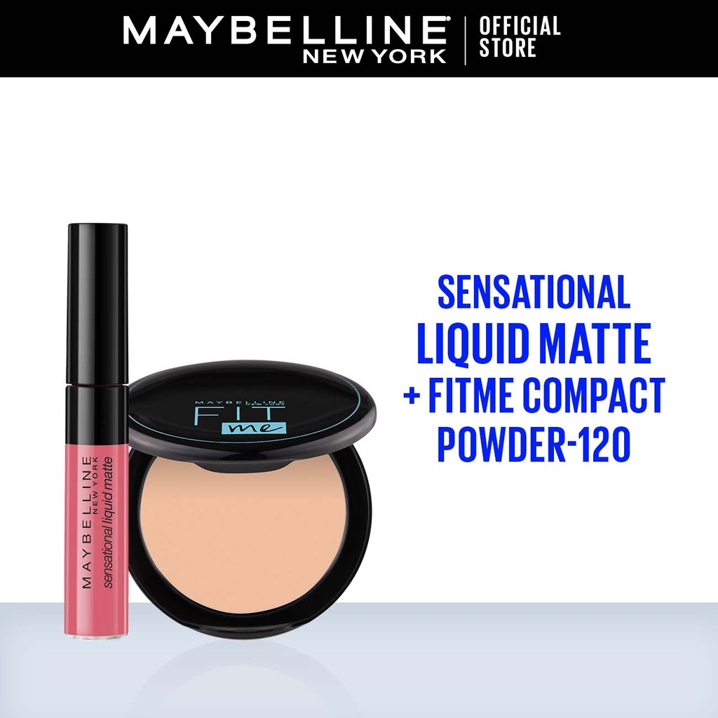 Maybelline Color Sensational Liquid Lipstick Easy Berry & 12H Oil Control Powder [ 120 ]