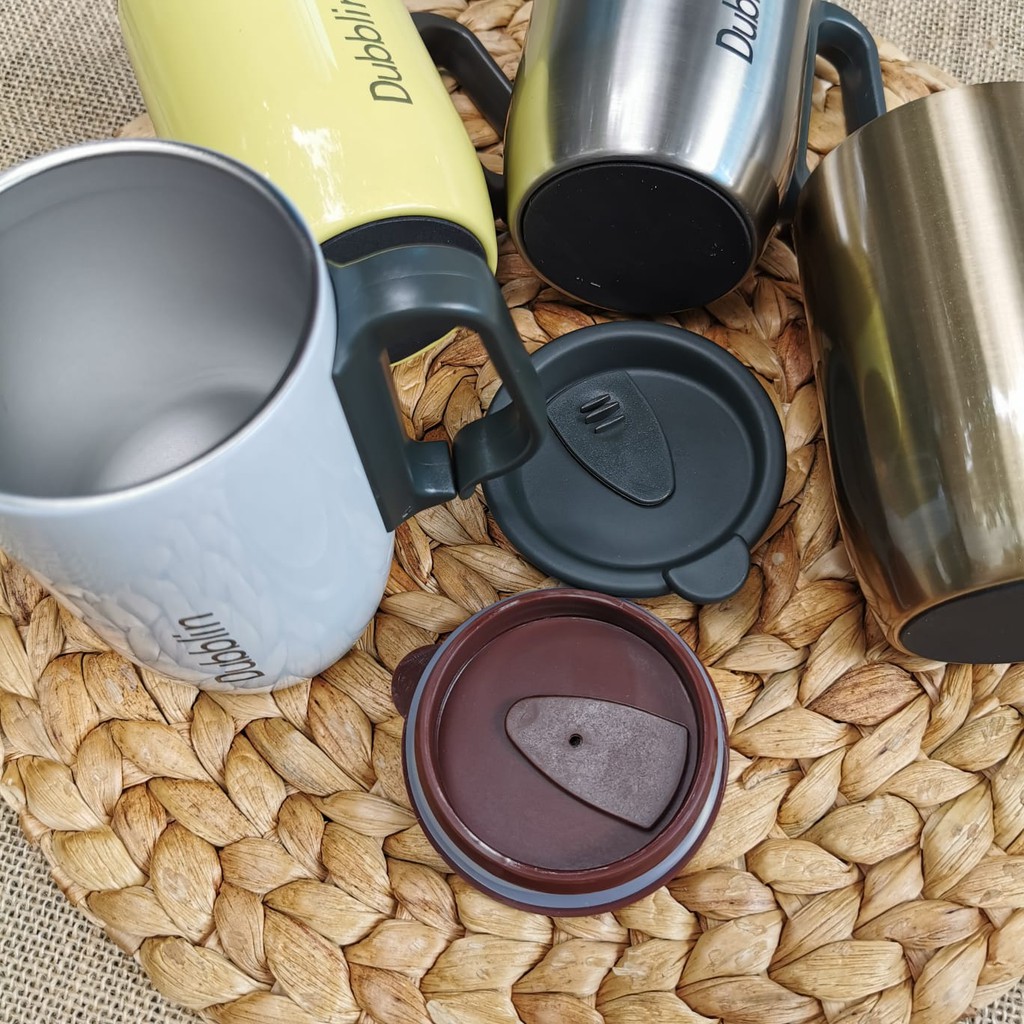 KUP - COD MURAH 2 PCS GELAS MUG DUBBLIN REFRESH HANDLE GRIP STAINLESS STEEL 350ML