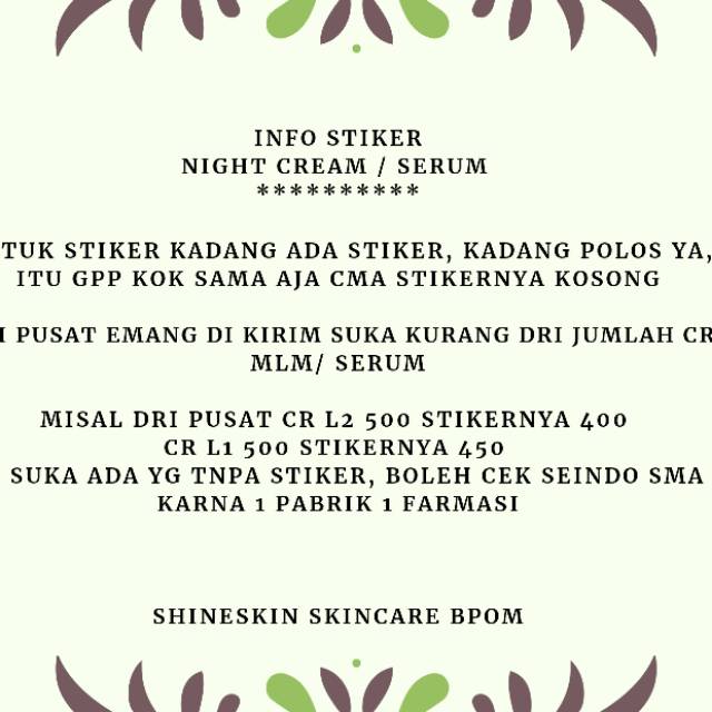 

SHINESKIN INFO STIKER NIGHT CREAM/ SERUM