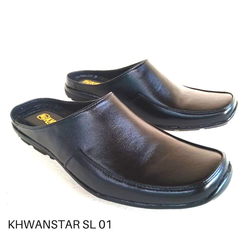 Khwanstar Slop Bustong Kulit Pria Sendal Sepatu Pria Jalan dan Sandal Sepatu Tutong Selop Cowok