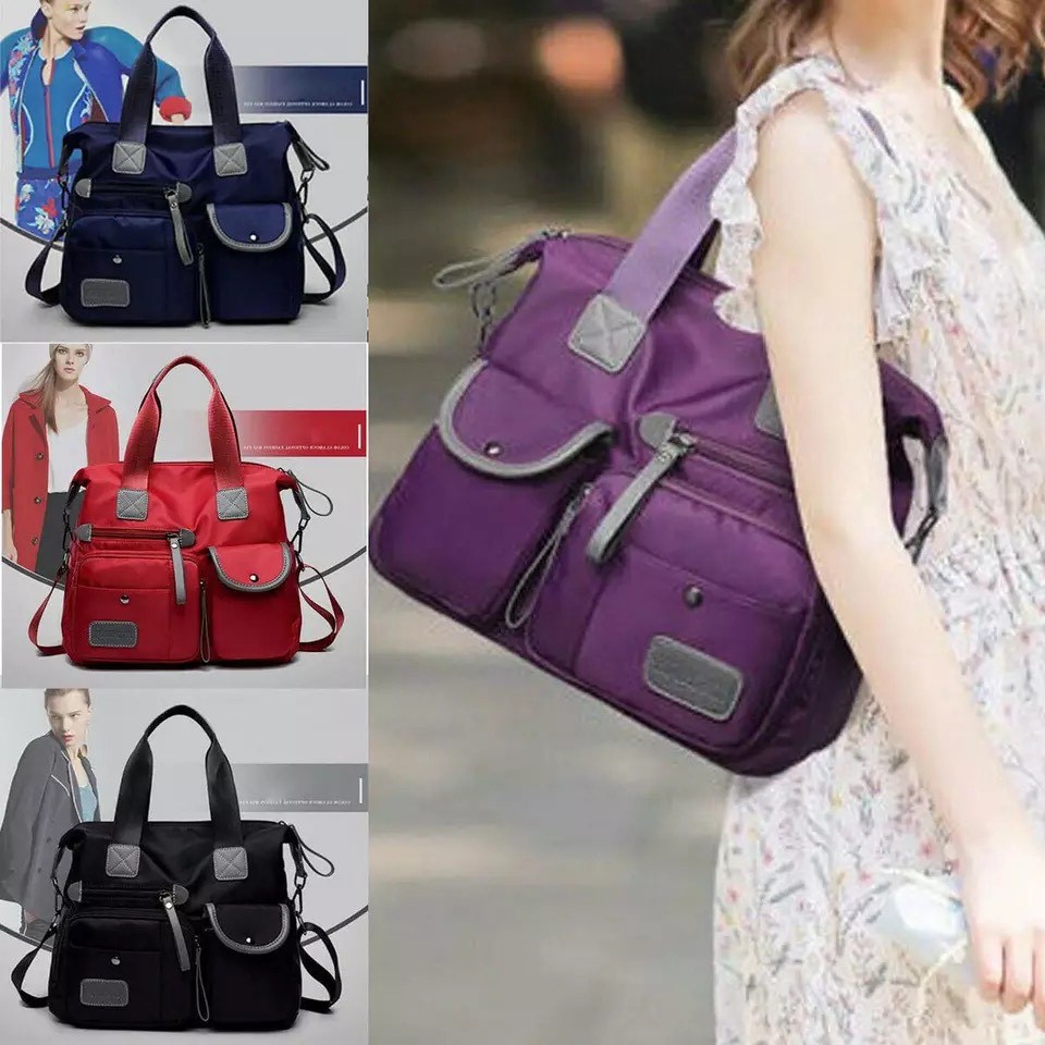 Popular Nylon Shoulder Bag / Tas Selempang Bahu Wanita Waterproof J35