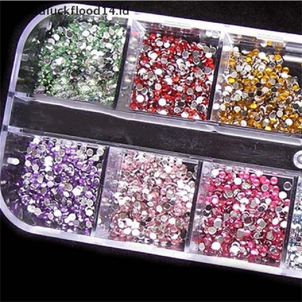 [OOID] 12 Color Hard Case NAIL ART Tips Acrylic UV Gel Decoration Tips Glitter 2mm Hot  ID