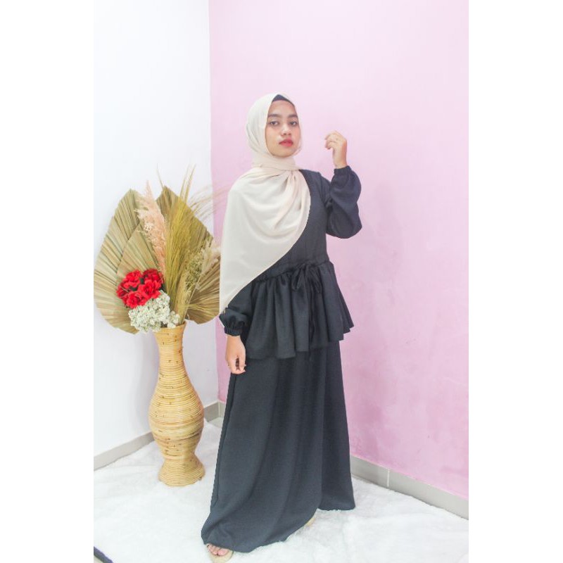 [ COD ] Nara Dress | Size S M L XL | Fashion Muslim Gamis Putih Polos | Laras Dress | Busui Friendly