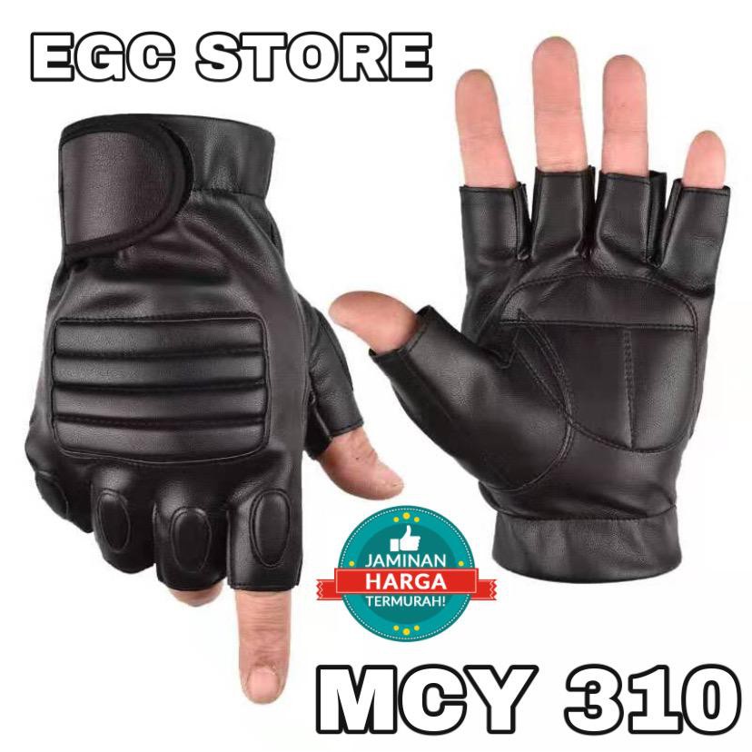 SARUNG TANGAN KULIT MOTOR HALF FINGER / SARUNG TANGAN KEREN KULIT MCY - 310