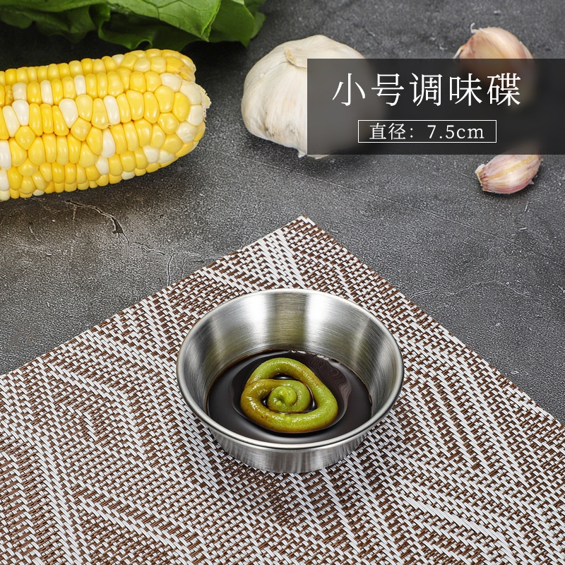 Stainless Steel Sauce Dishes Food Dipping Bowls Round Seasoning Dish Saucer Appetizer Plates