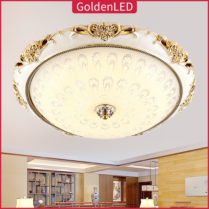 Golden LED Lampu Plafon 3Warna LED Ceiling Light Lampu Hias LED Modern Bentuk Bulat Untuk Lorong Kamar Tidur