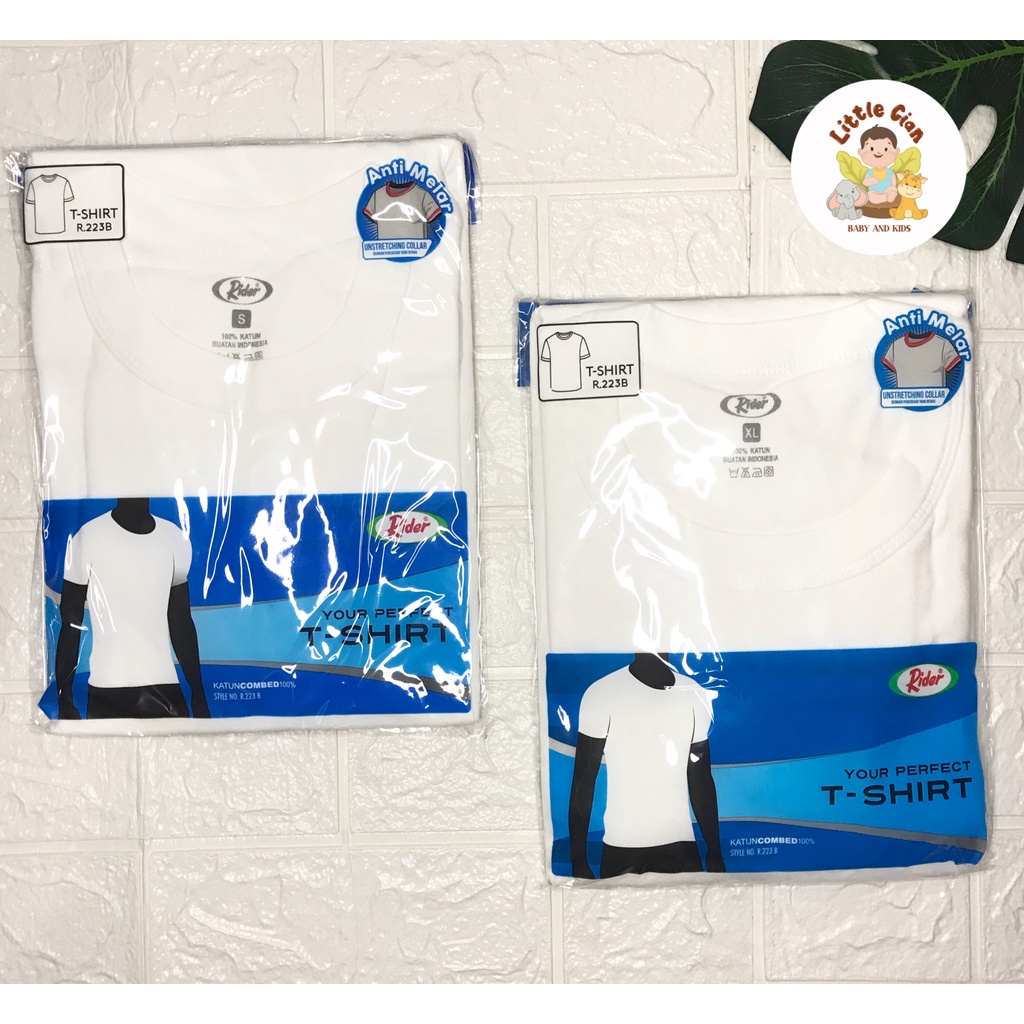 Kaos Oblong RIDER Pria Dewasa Putih Polos - T-Shirt Rider Original R223B