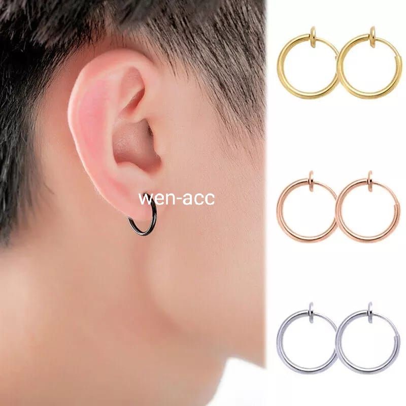 Anting Piercing Titanium Model Bulat Polos Pria dan Wanita