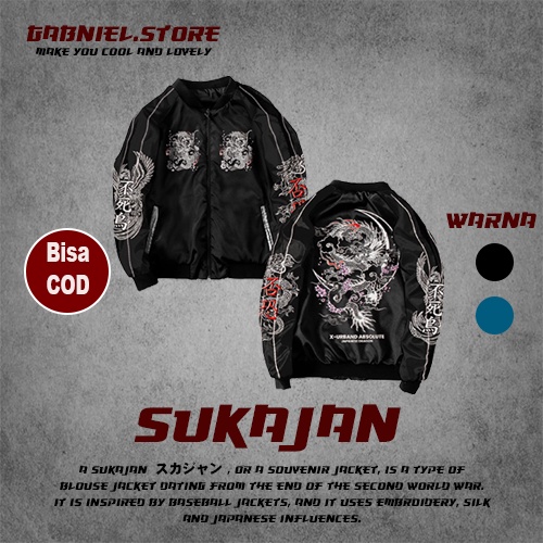 Bomber Jaket Sukajan Pria Original Motif Kurode Ryu Jacket Model Bomber Full Bordir Gambar Naga Jepa