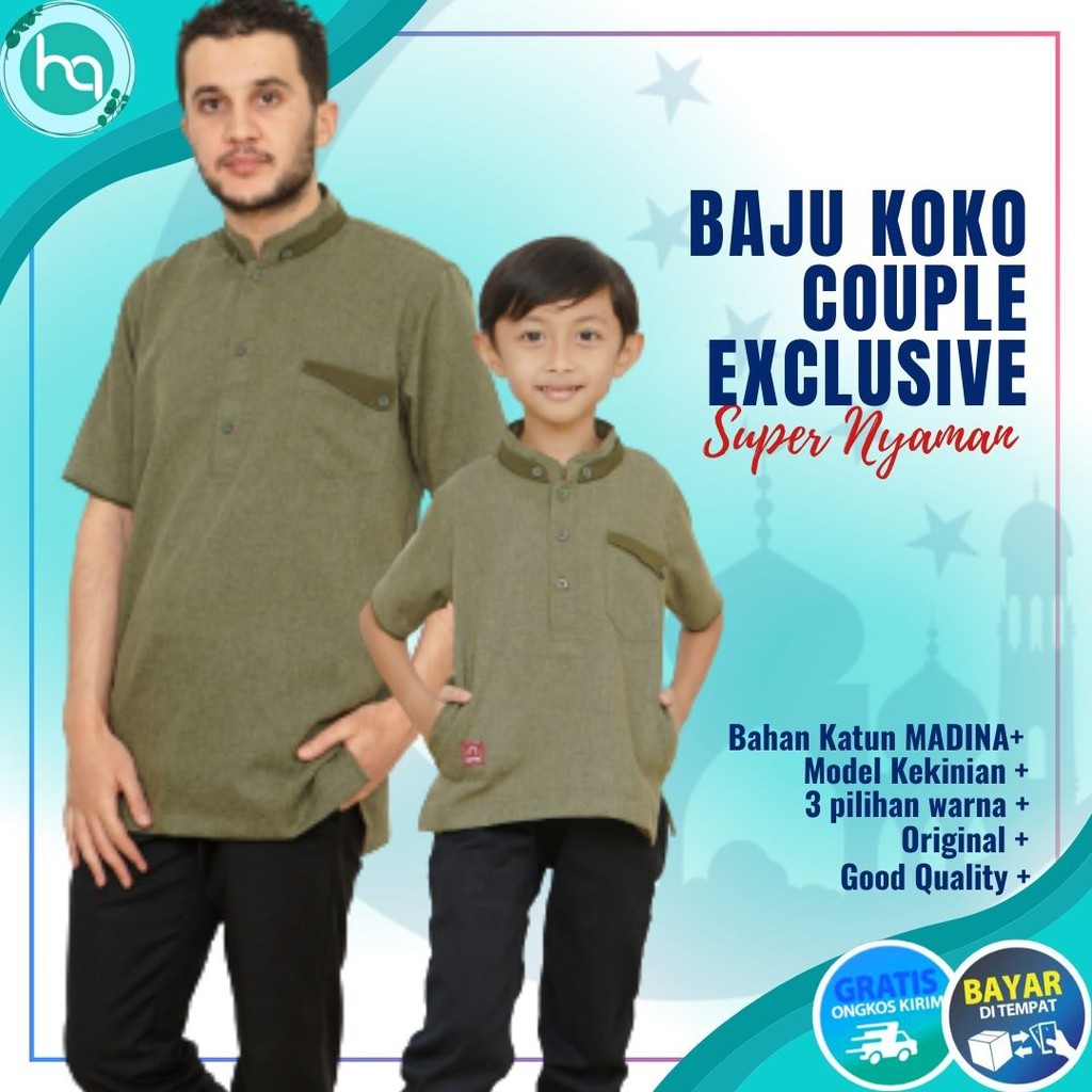 Koko Kurta Couple Ayah dan Anak Lengan Pendek Arra Rayyan Kokoh Muslim Army