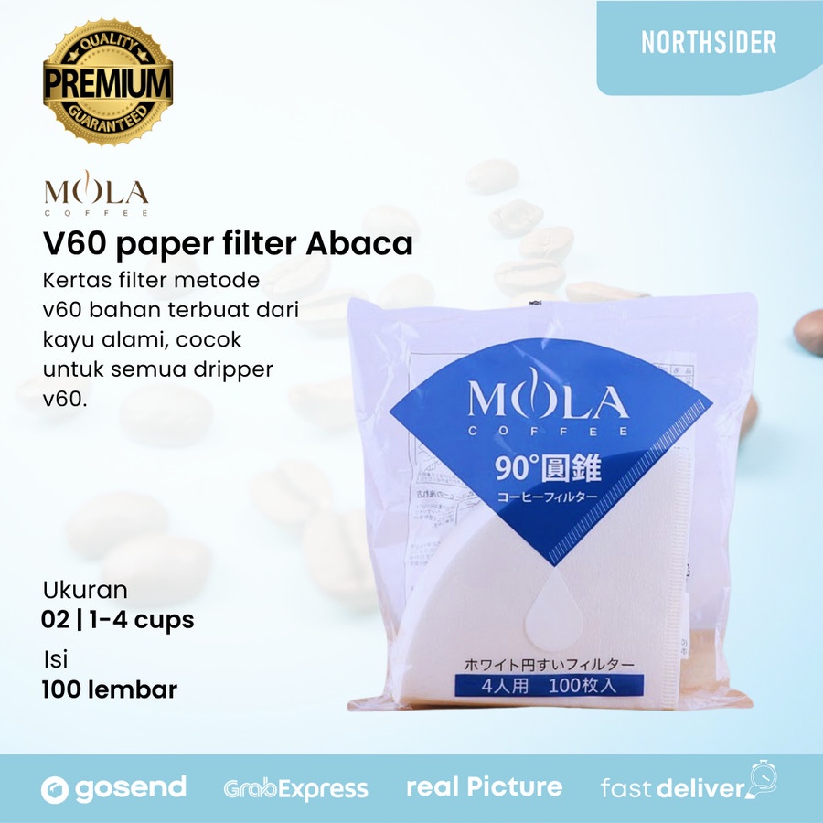 MOLA paper filter V60-01W / 02W kertas filter kopi  100 Pcs White