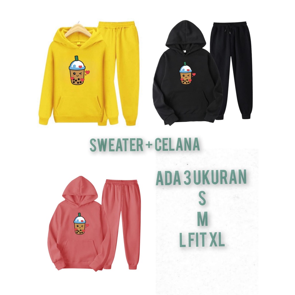 mukzhop -  Stelan anak dan abg boba 6  | satu set sweater hoodie dan celana | fashion anak - SWEATER ABG