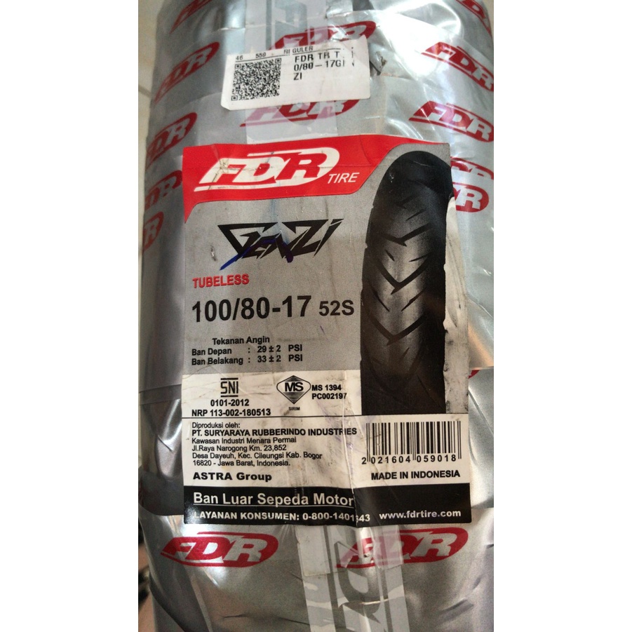 Ban Luar FDR 100 / 80 Ring 17 GENZI Tubeless