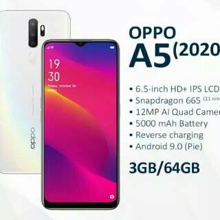 Oppo A5 Baru 2020, Garansi Resmi, Ram 3/4Gb, Internal 64