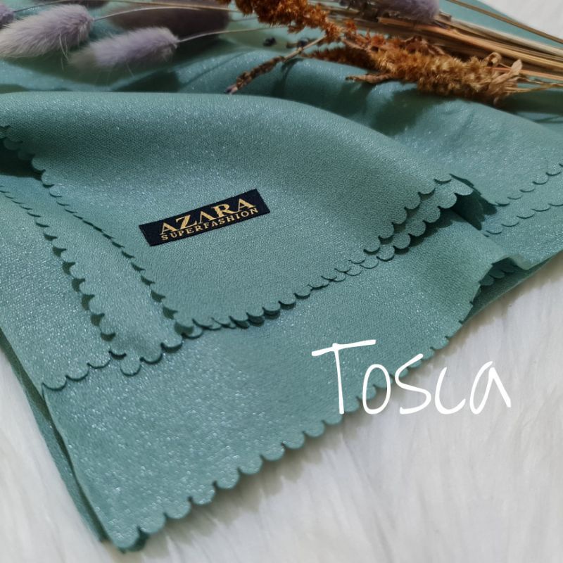 Hijab Segi Empat Azara nur sinar glamour Laser Cut kerudung hijab segiempat glowing 110 x 110-Tosca Sinar