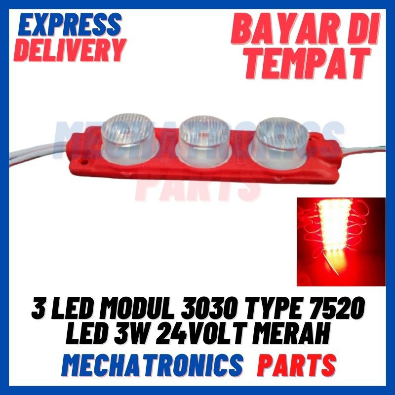 [DSP-9112] 3 LED MODUL 3030 TYPE 7520 LED 3 MATA 3 WATT 24 VOLT MERAH