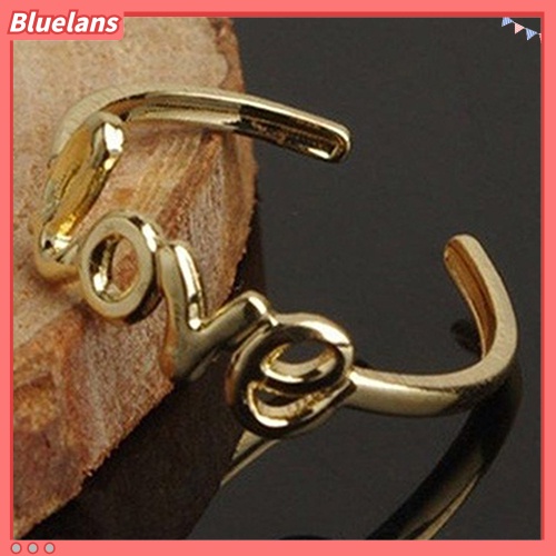 Bluelans Women Fashion Simple Hollow Love Adjustable Finger Toe Open Ring Beach Jewelry