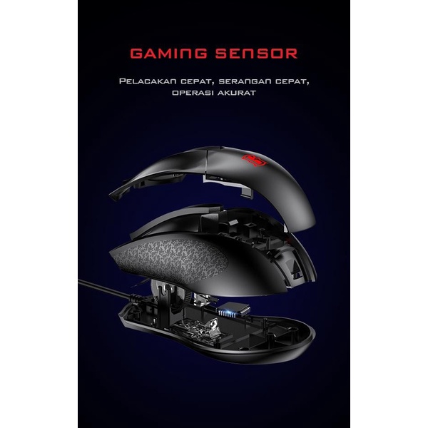 GAMEN GM100 Gaming Mouse 2000 DPI Macro Ultralight Black-Garan Garansi Original Resmi