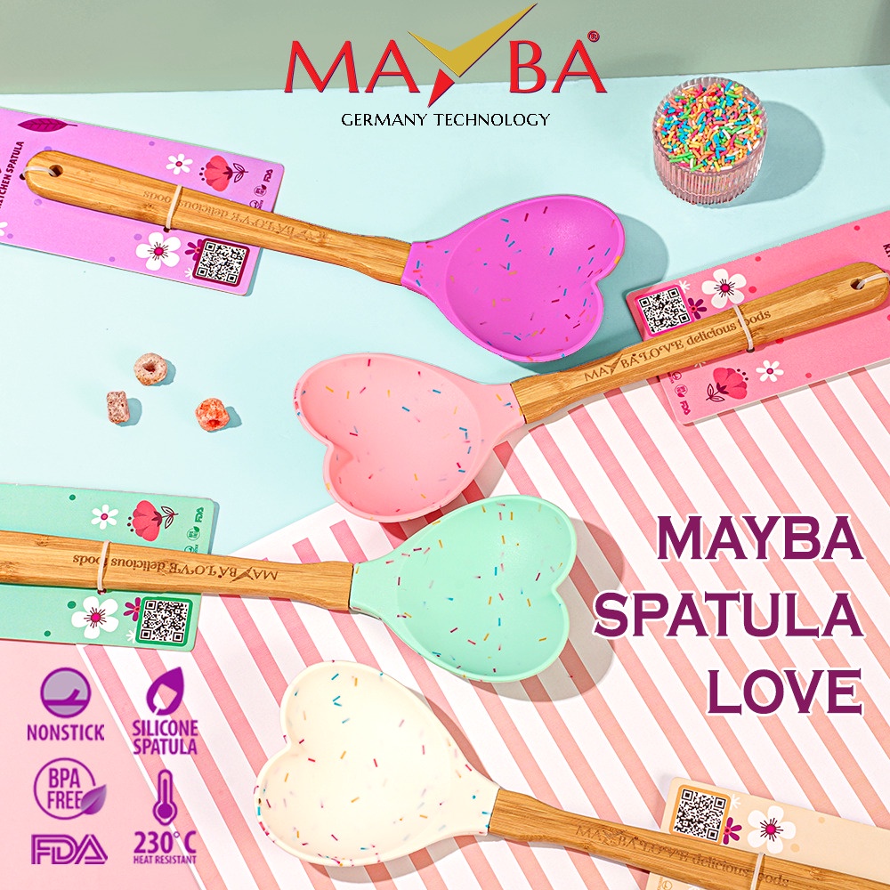 Spatula silicone Heart hati love mayba sendok dapur masak bpa-free Cocok tuk panci set bayi