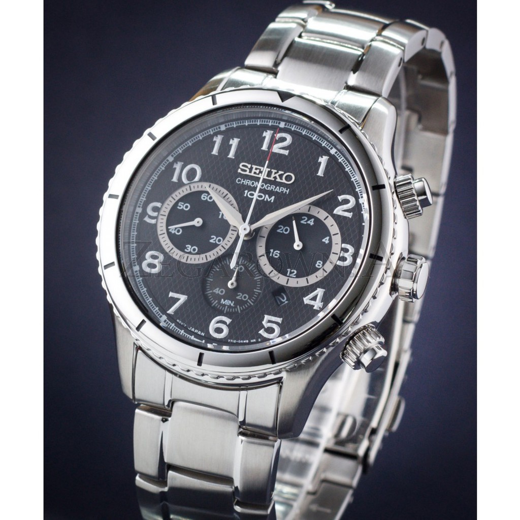 Seiko Quartz SRW037P1 Chronograph Black Dial | Jam Pria SRW037