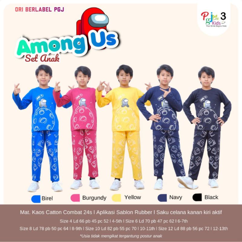 AMONG US SET KIDS | SETELAN BAJU PIYAMA ANAK LAKI-LAKI | BY PGJ