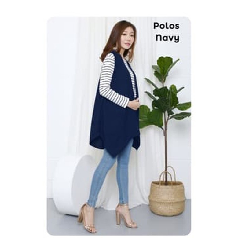 Cardigan Paris Long Vest Basic Sleeveless With Stevi Top