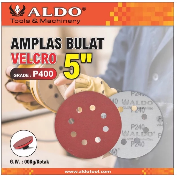 ALDO AMPLAS bulat velcro 5 inch GRIT 400 lubang hamplas