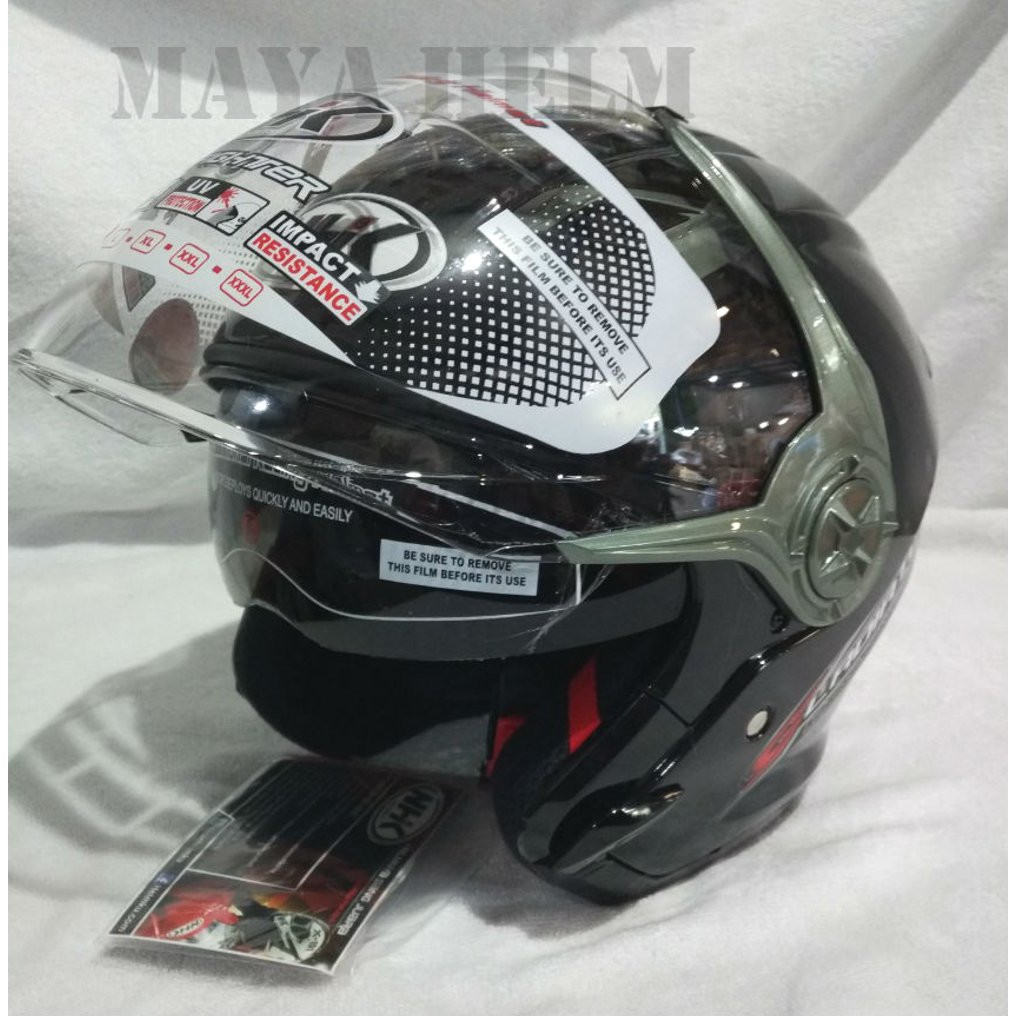 Helm NHK Gladiator Solid black gloss Bagus