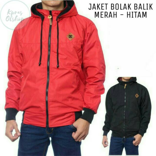 Jaket Pria Bolak Balik Merah Hitam