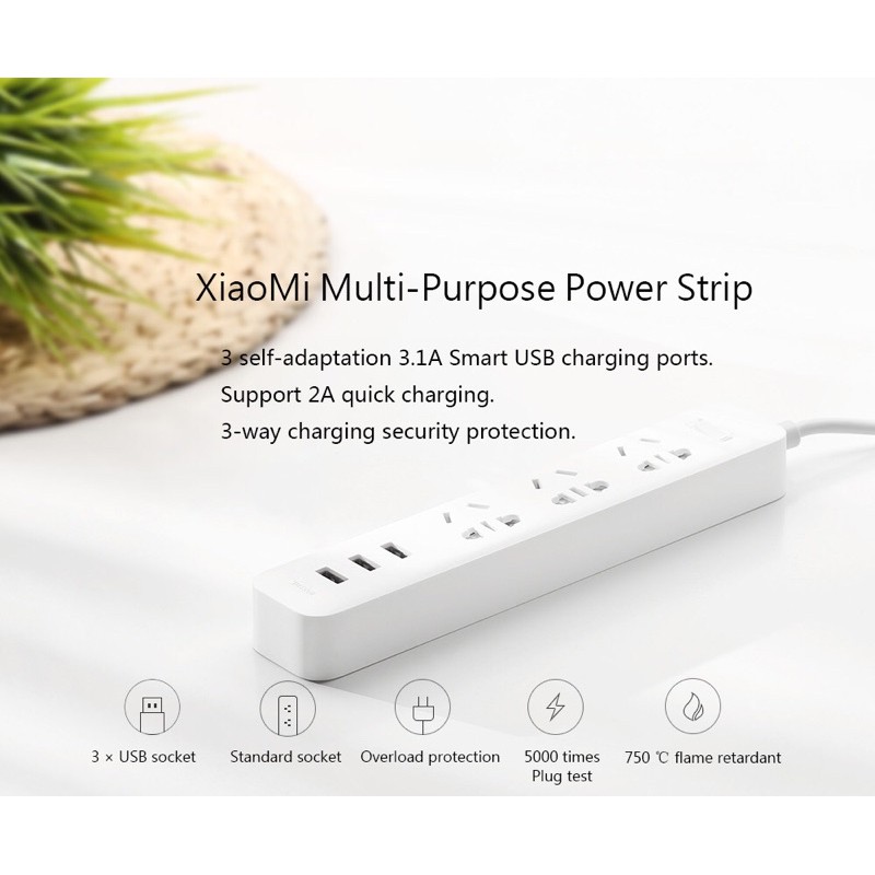 Original Xiaomi Power Strip 3 Smart USB Plugs And 3 Standard Sockets Fast Charging