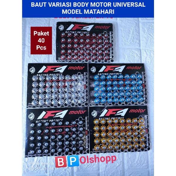 Paket isi 40 pcs Baut Variasi Body Motor Universal Model Matahari