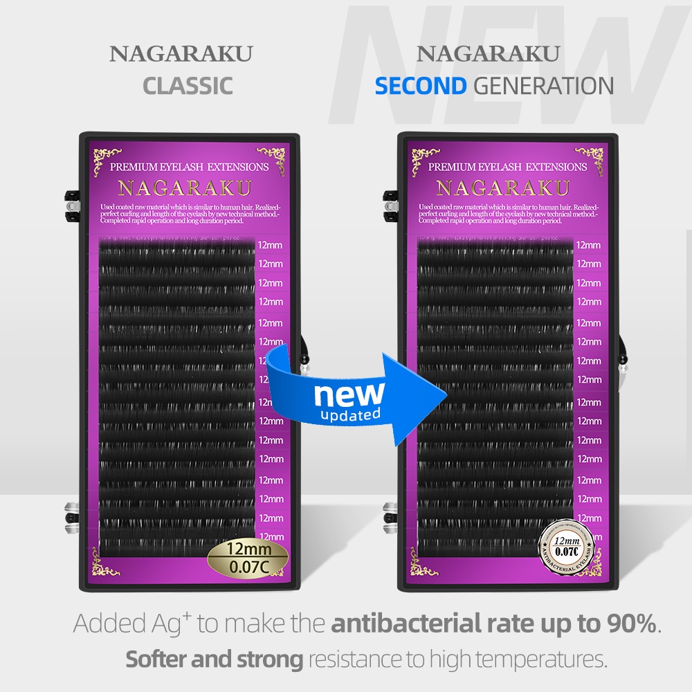 Nagaraku 0.20C 0.20D 0.15C 0.15D 0.25C 0.25D eyelash extension bulu mata single 16 baris mink lashes