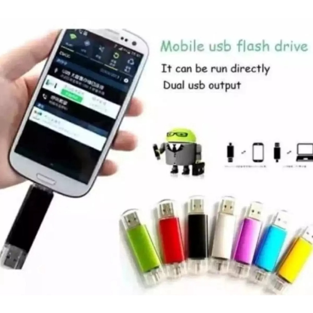 Flashdisk OTG Usb Flash Drive OTG &amp; USB 4GB / 8GB / 16GB / 32GB / 64GB / 128GB Compatible For All SmartPhone 2 in 1 Flash Disk USB Penyimpanan Data Flashdisk OTG Samsung OTG Interface : USB 2.0 &amp; Micro