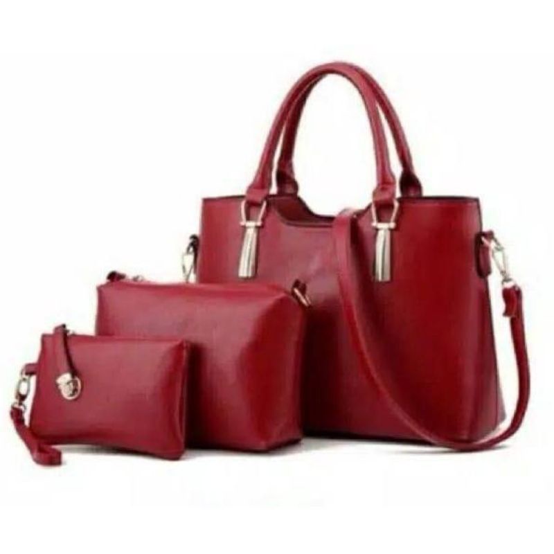 Tas Wanita Mewah Tas Disain Vintag Fashion Kasual Tas Top-Handle Wanita Tas Bahu Set Dompet