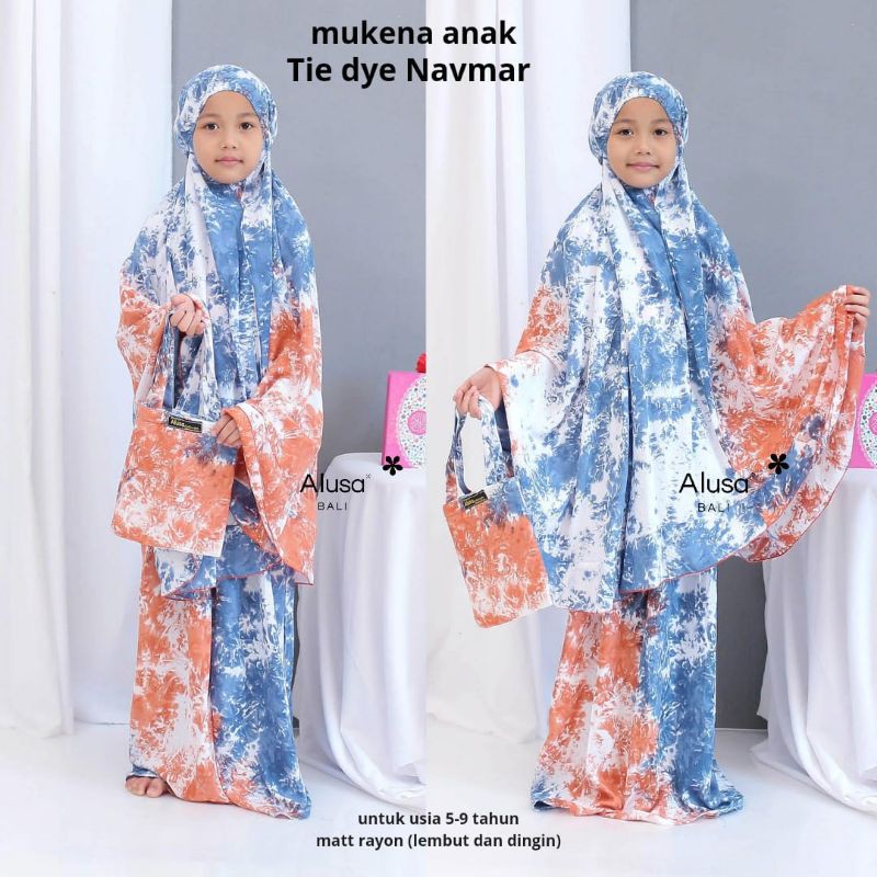 ALUSA Mukena Anak Kids Tie Dye Series Putih Savana SD