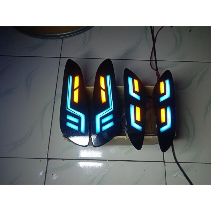 sein custom  ala ala vespa matic sprint/primavera senja blue ice  sein kuning