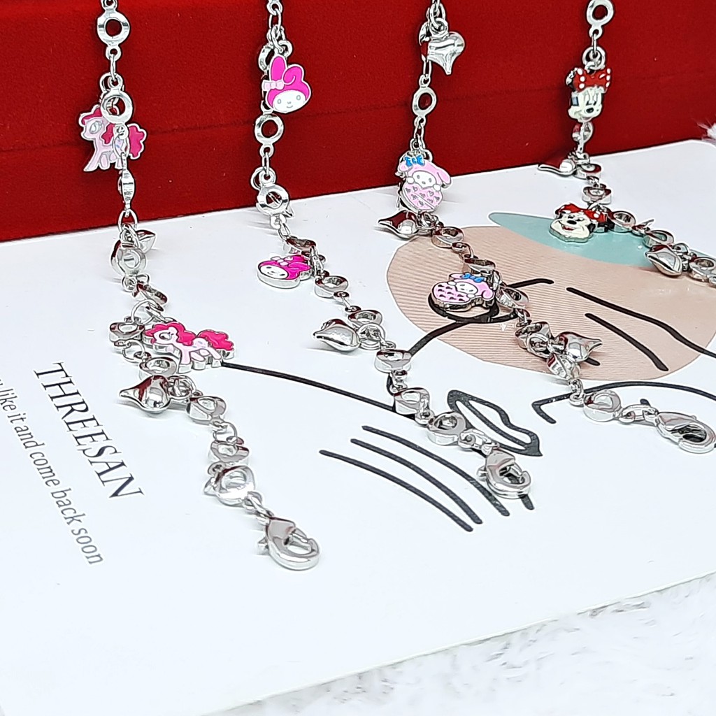 Gelang Anak Meilyn Unicorn Kitty Dorami Cherry Lonceng Lapis Emas Silver - BB637S