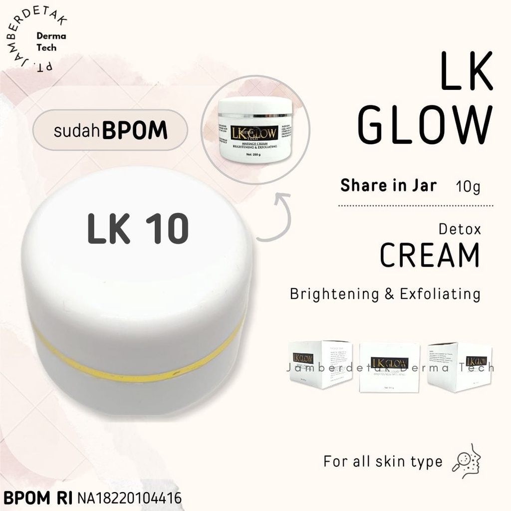 Cream Detox LK GLOW Pijat Krim Cerahkan Meremajakan Mencegah Penuaan Dini Menyamarkan Flek