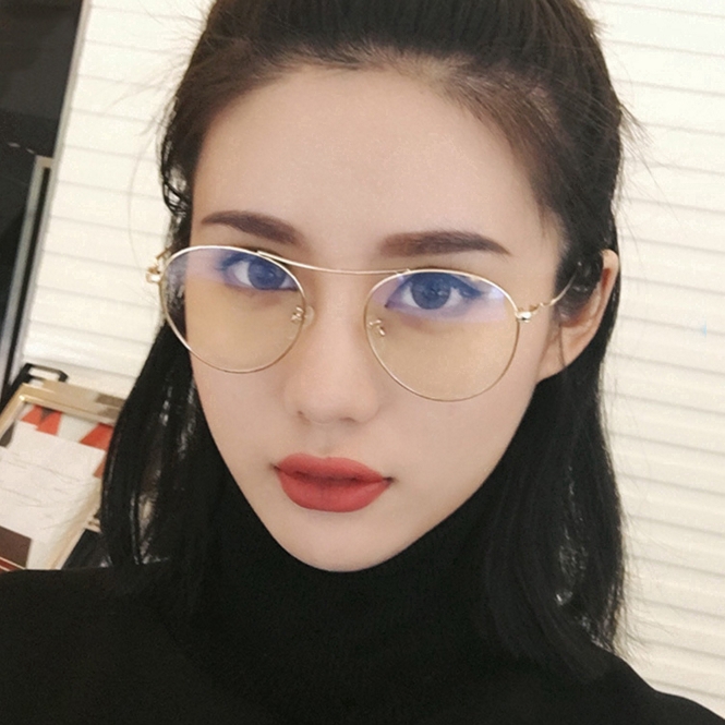 Kacamata Wanita Model Korea Frame Bulat Tipis Untuk Kerja / Belajar