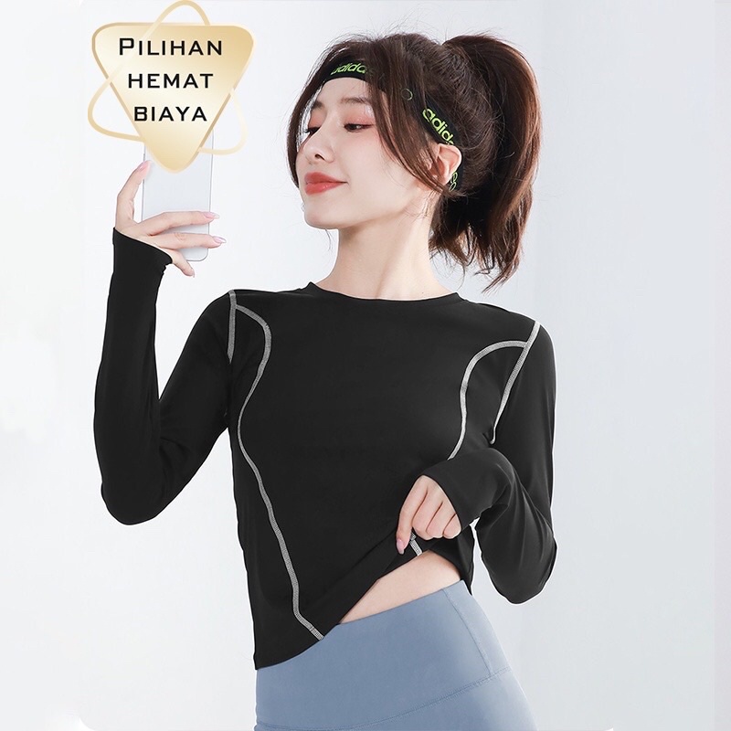 Baju Olahraga Lengan Panjang Gym Fitness Yoga Lis