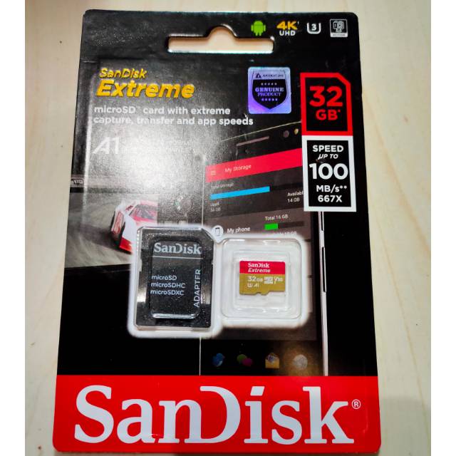 Sandisk MicroSD Extreme Pro 32GB With Adapter Up To 100MB/S