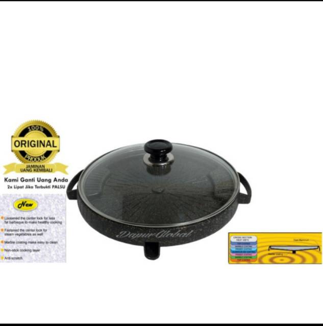 (3kg) Bulgogi BBQ  Pan TUTUP KACA  32cm Alat panggang kekinian alatpanggang Praktis Wajan pemanggang barbequegrillpan