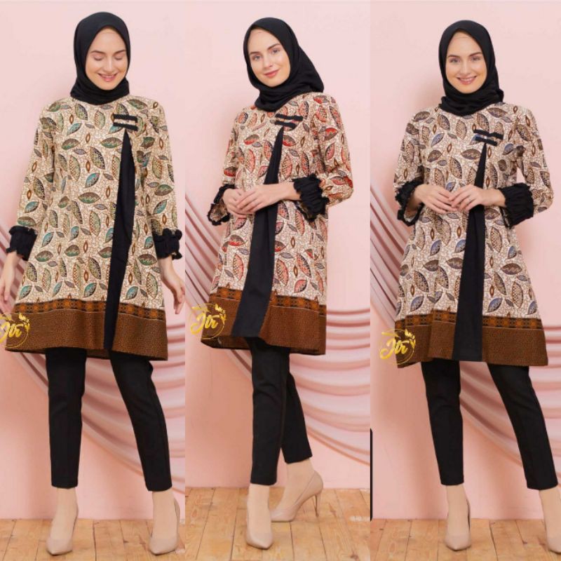 Tunik Batik Wanita Modern Atasan Batik Kerja Kantor Wanita Jumbo