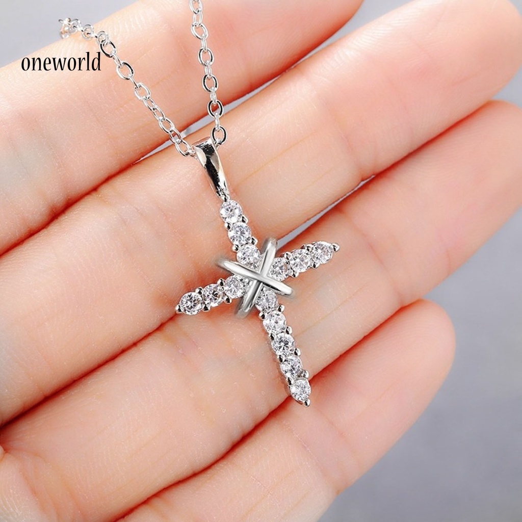 |Onwo Dress Mini Lengan Pendek Untuk Wanita| Kalung Liontin Salib Bahan Alloy Anti Karat Untuk Wanita