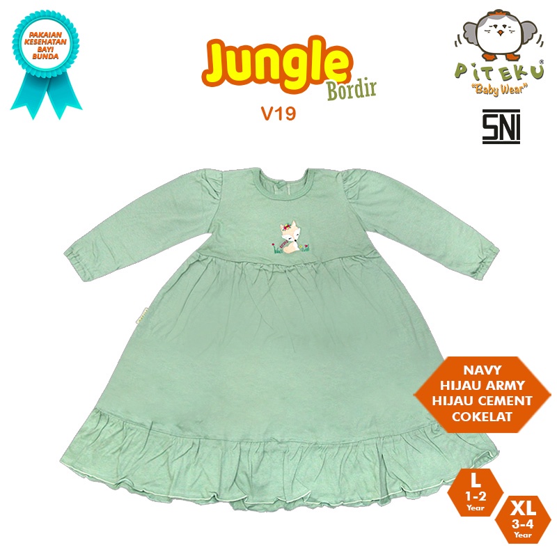 PITEKU DRESS LENGAN PANJANG JUNGLEBDR V2 V19 3-4Y