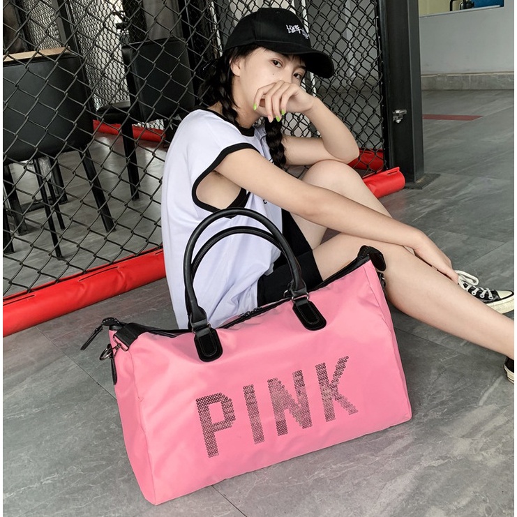 TFT AX200237 92898 AX898 KZ2373 T32 (1 KG MUAT 2) Tas Traval Lipat Untuk Gym Fitness Aerobic Tas Olahraga Duffel Bag Anti Air Tas pink shabby stabby Blink Manik PINK