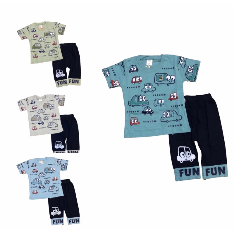 STEP ONE setelan baju anak laki-laki gambar mobil,baby's wear (1-3tahun)