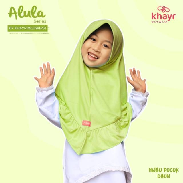 Jilbab Alula Kids Hijau Pucuk Daun Jilbab Anak