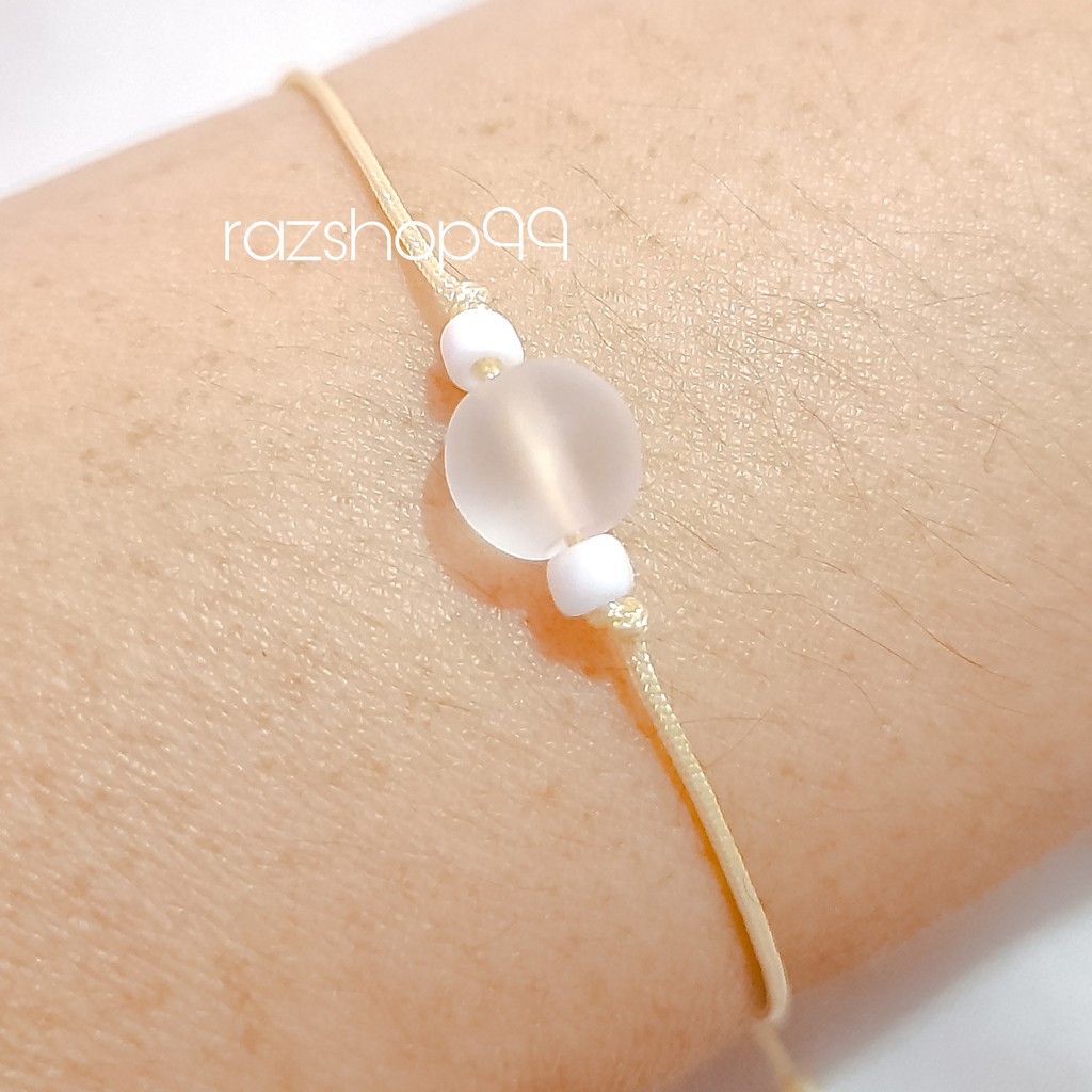 Crystal Bracelet ( gelang tali/ gelang handmade/ gelang simple/ gelang minimalis/ gelang wanita )-Cream