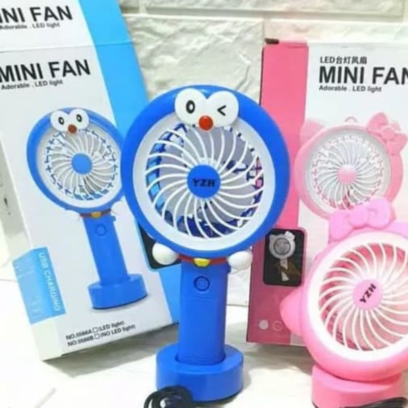 Kipas Angin Tangan Stand Portable Karakter LED Standing Mini Fan